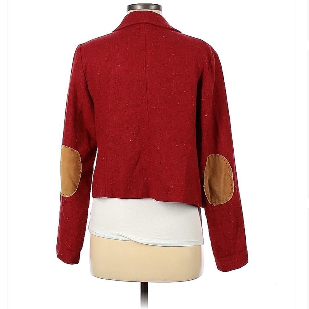 NICK & Mo Red Open Tweed Blazer Elbow Pads Size M - Thumbnail 2