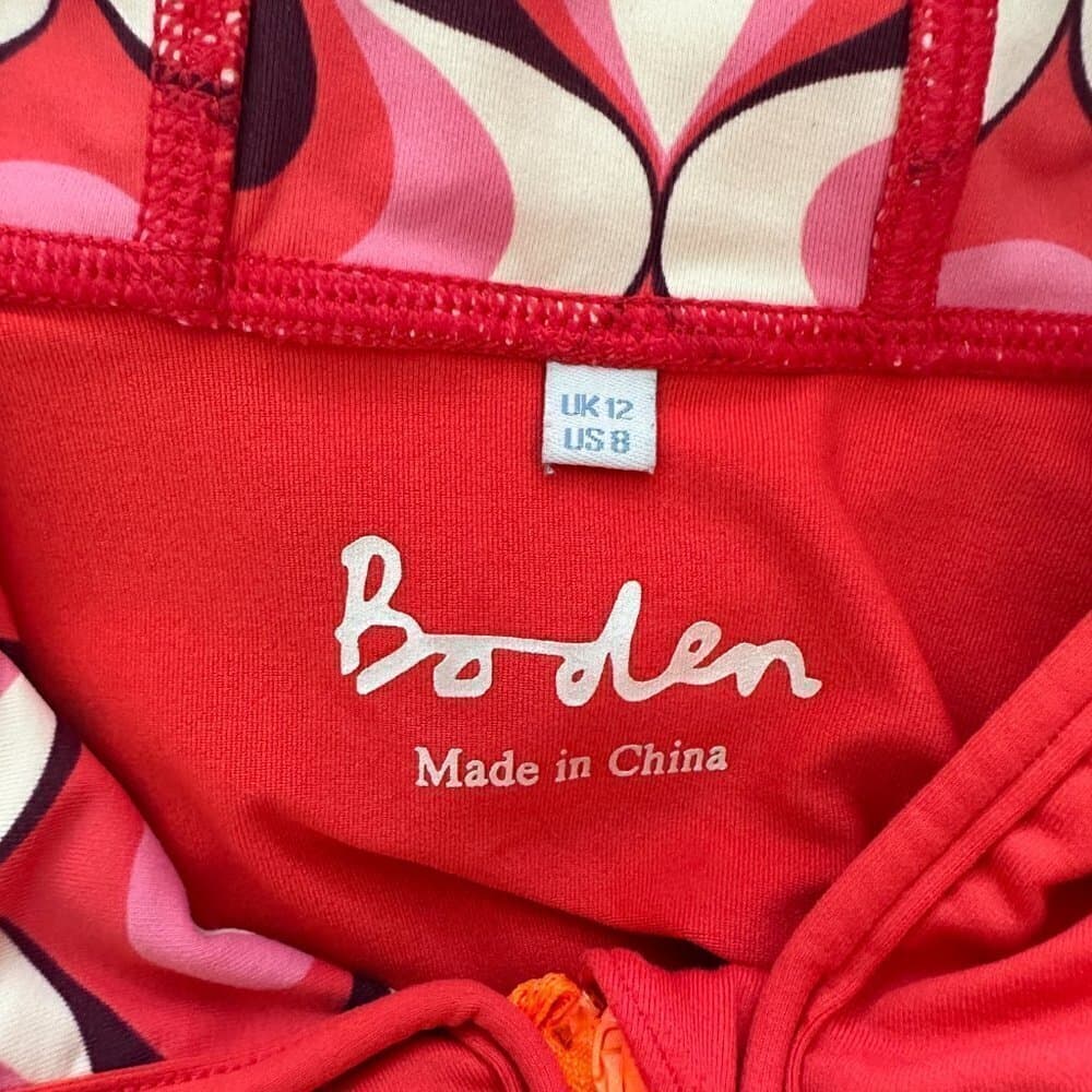 Boden Athletic Jacket Red With Geometric Print on the Side Size 8 - Thumbnail 7