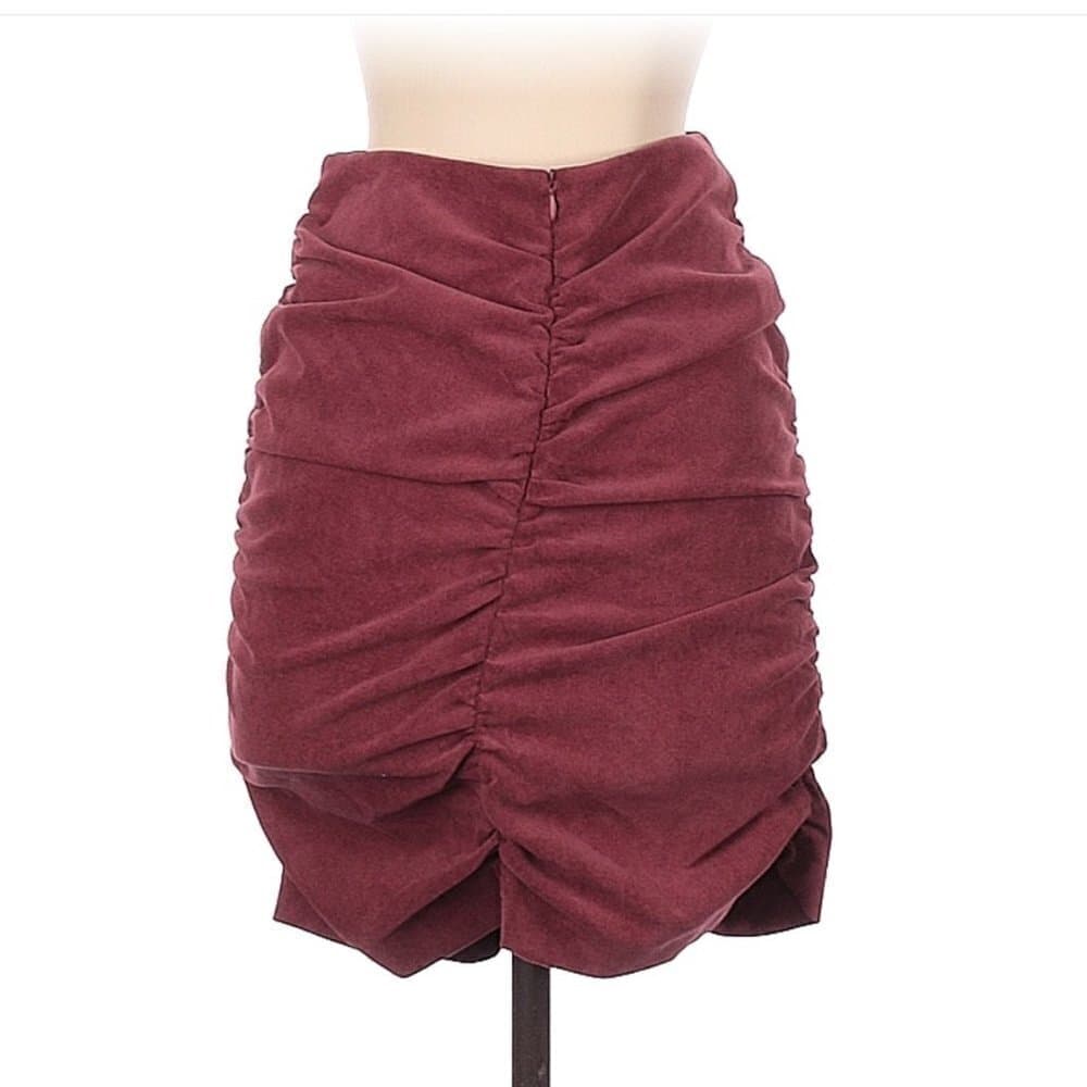 ZARA Rushed Corduroy Skirt Size XS - Thumbnail 2