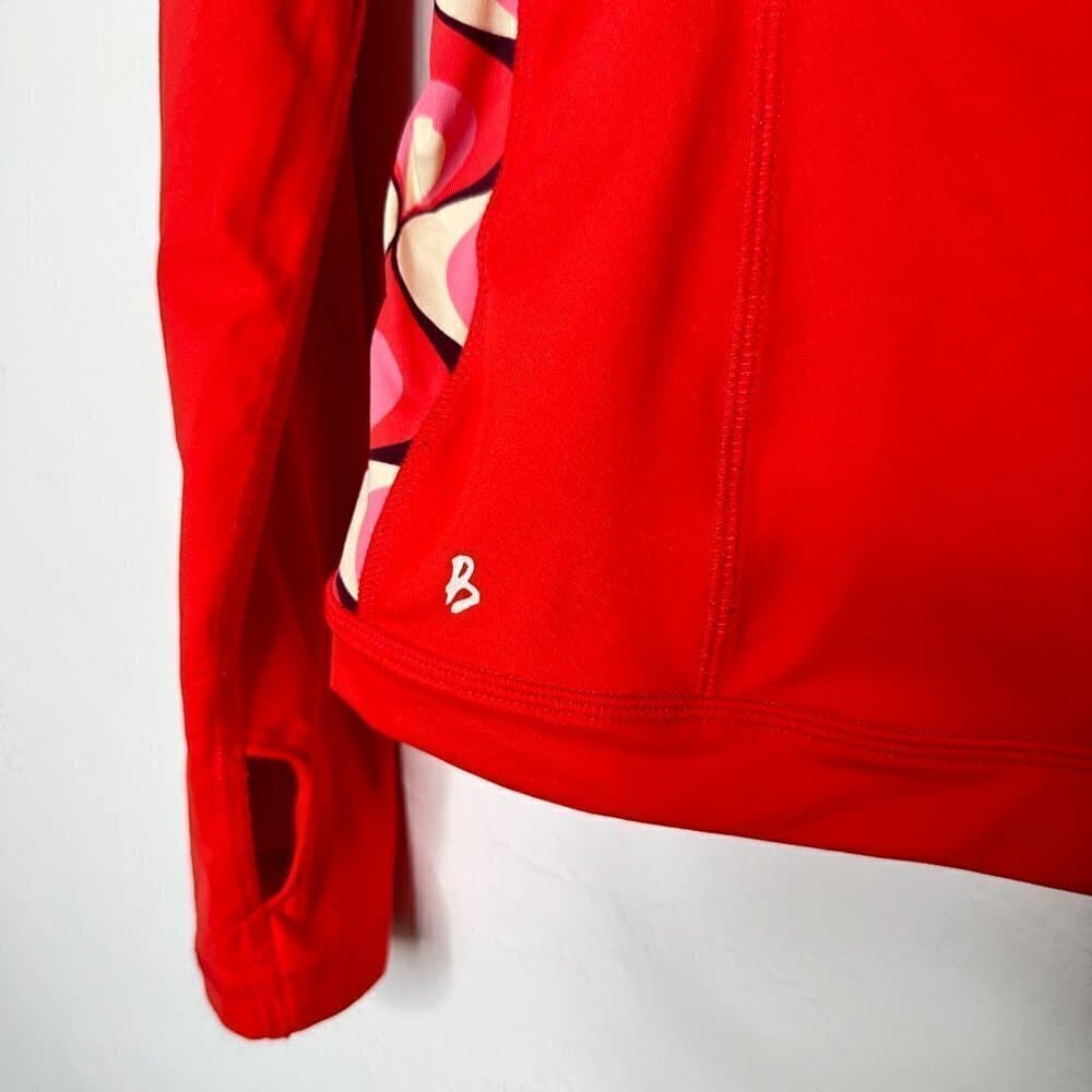 Boden Athletic Jacket Red With Geometric Print on the Side Size 8 - Thumbnail 5