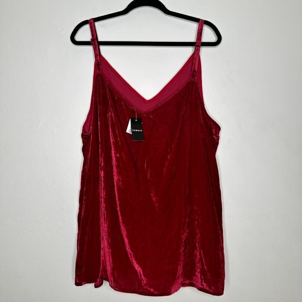 Torrid Sophie Velvet Swing Cami Red Plus #H44018 Size 3 (3X 22/24) - Thumbnail 5