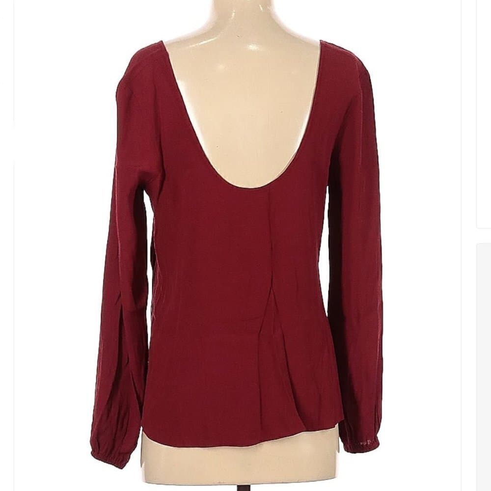 LOVERS + Friends Burgundy Long Sleeve Top Size S - Thumbnail 2