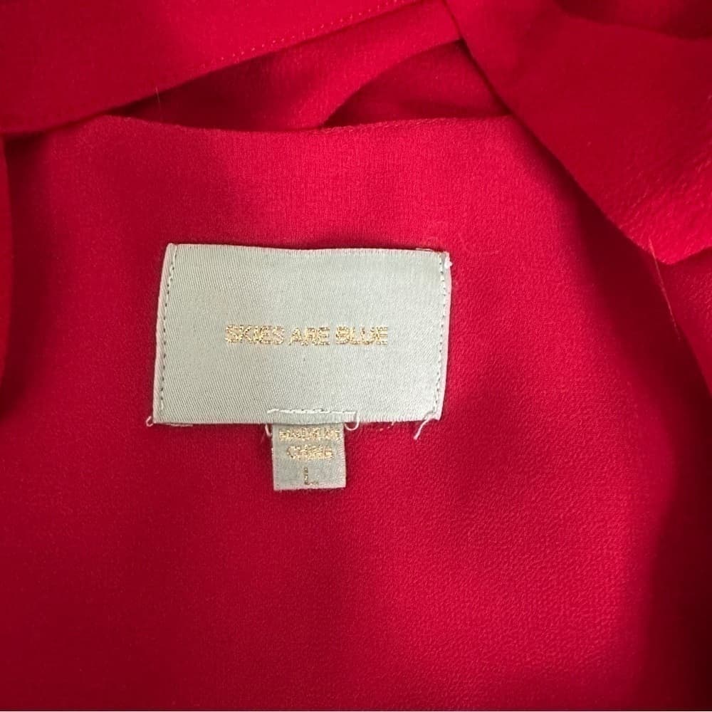 SKIES Are Blue Red Shift Long Sleeve Solid Dress Size L - Thumbnail 5