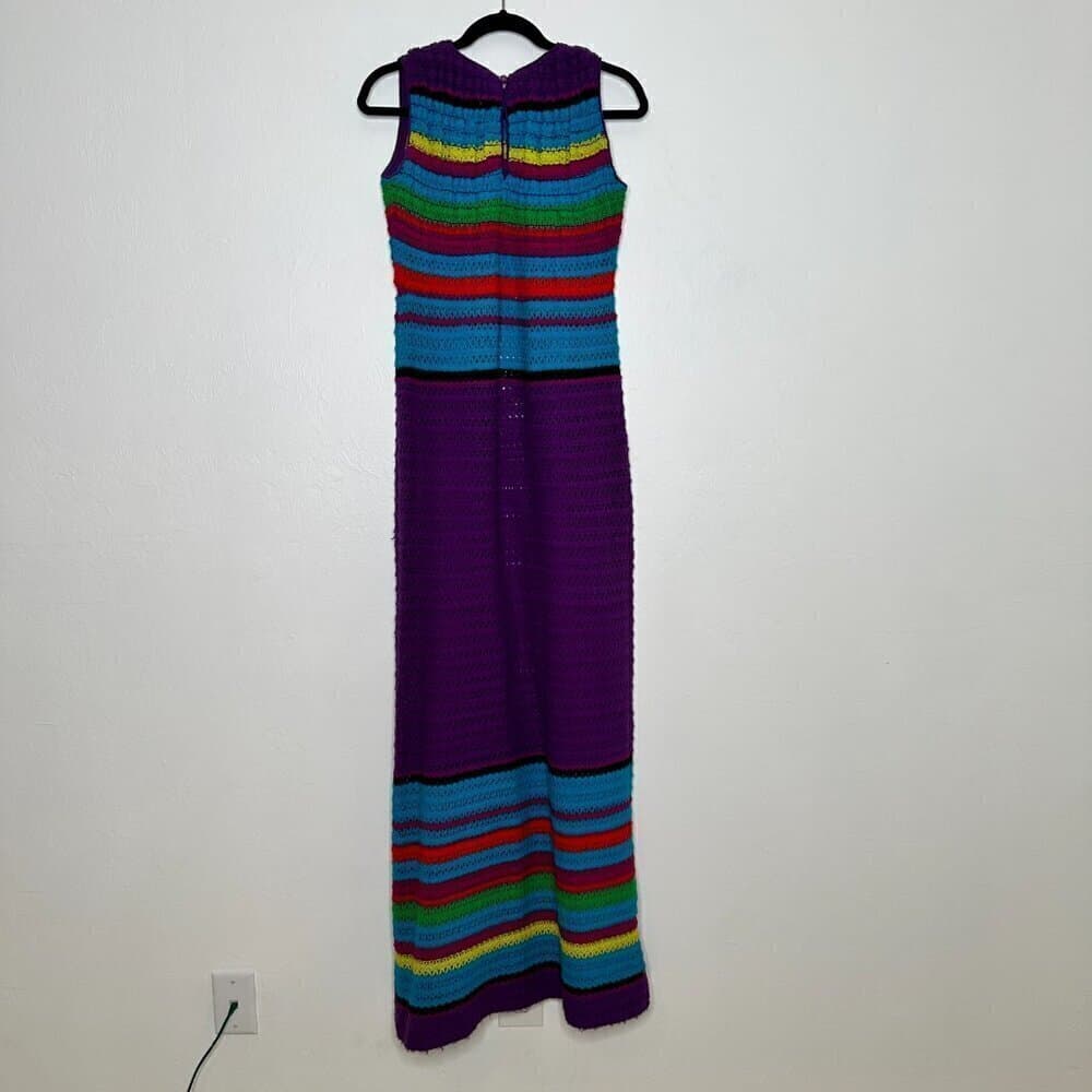 Vintage Lord & Taylor Crocheted Rainbow Sleeveless Maxi Dress Size 11 - Thumbnail 5