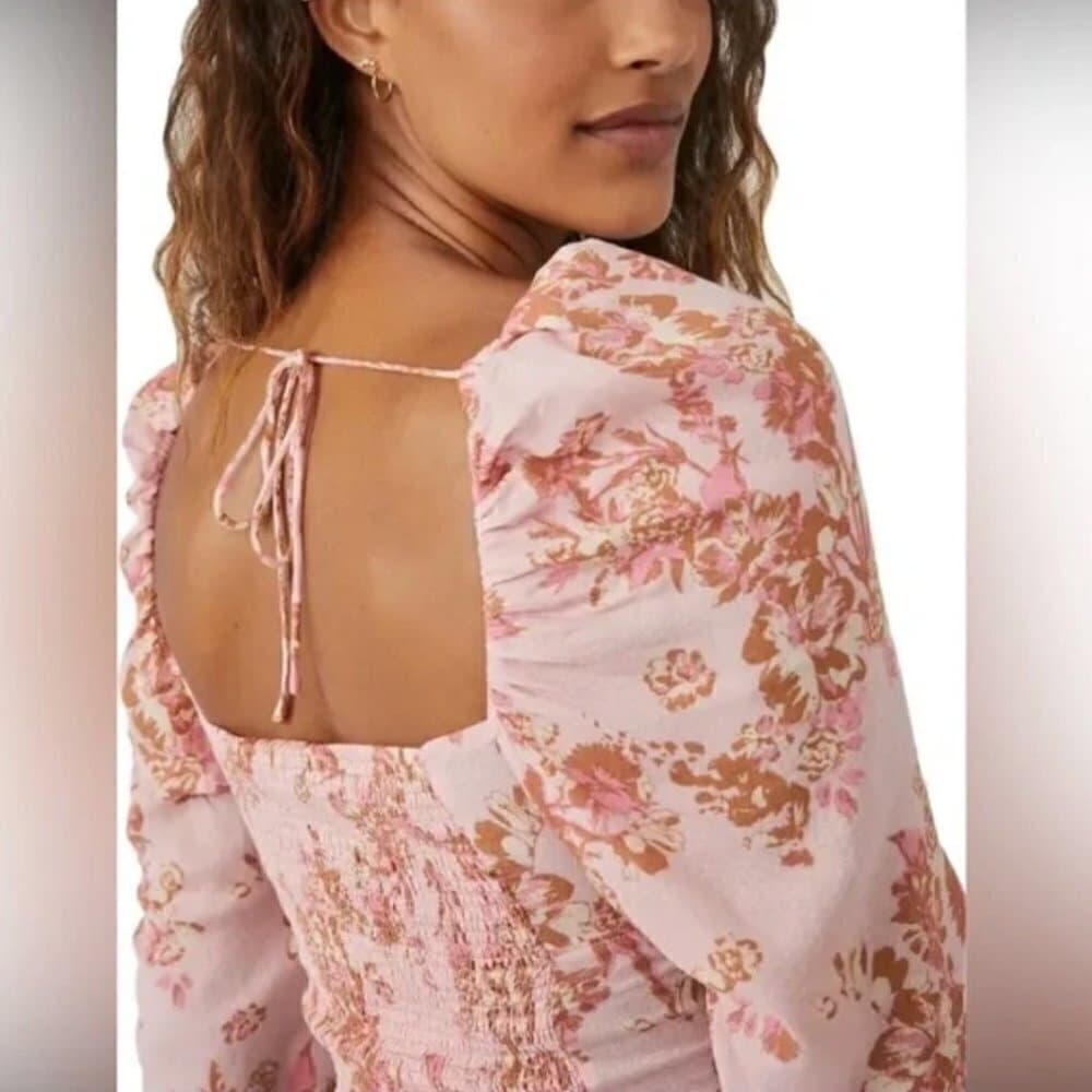 Nwt $98 FREE PEOPLE Hilary Floral Crop Top Pink Combo Size S - Thumbnail 2