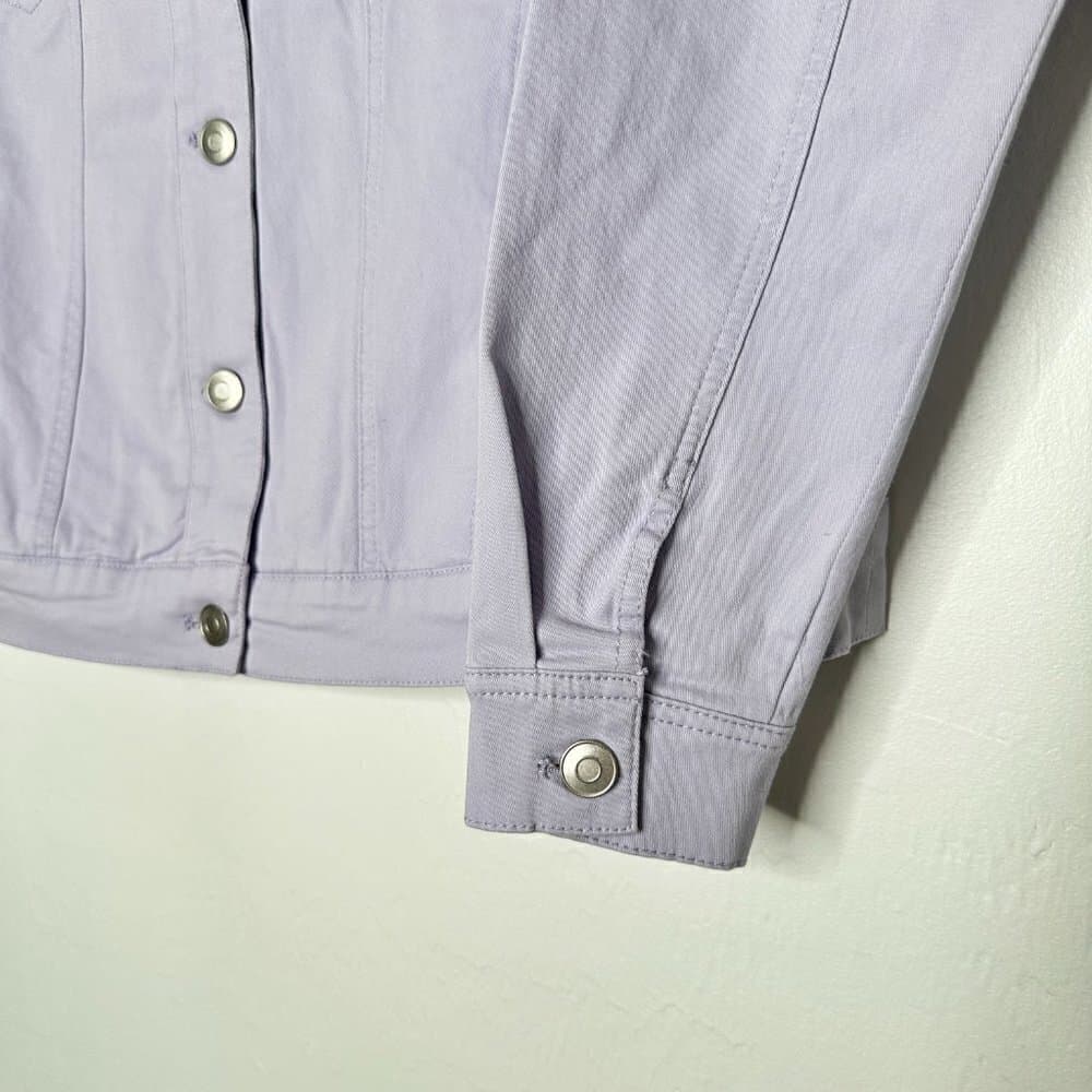 Wavvy Jacket Women Size M Purple Cotton Long Sleeve Pocket Collared Button Down - Thumbnail 3