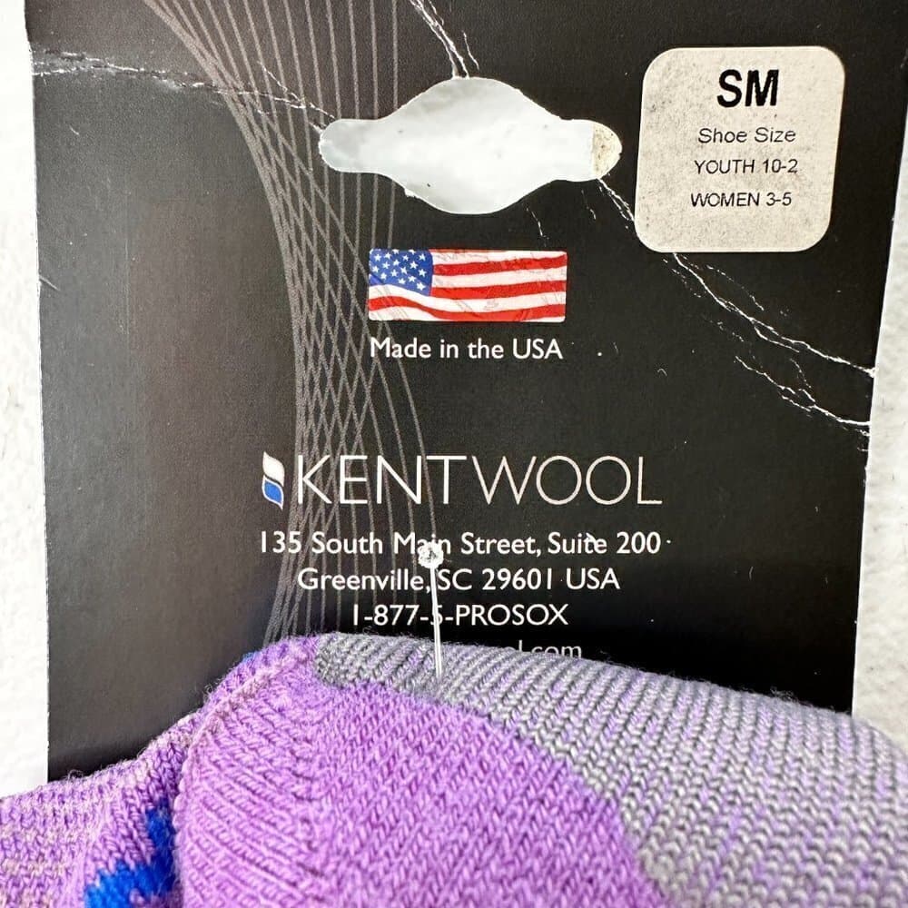NEW Kentwool Purple and Gray Tour Skinn Socks Women Size 3-5 Youth 10-2 SM - Thumbnail 2