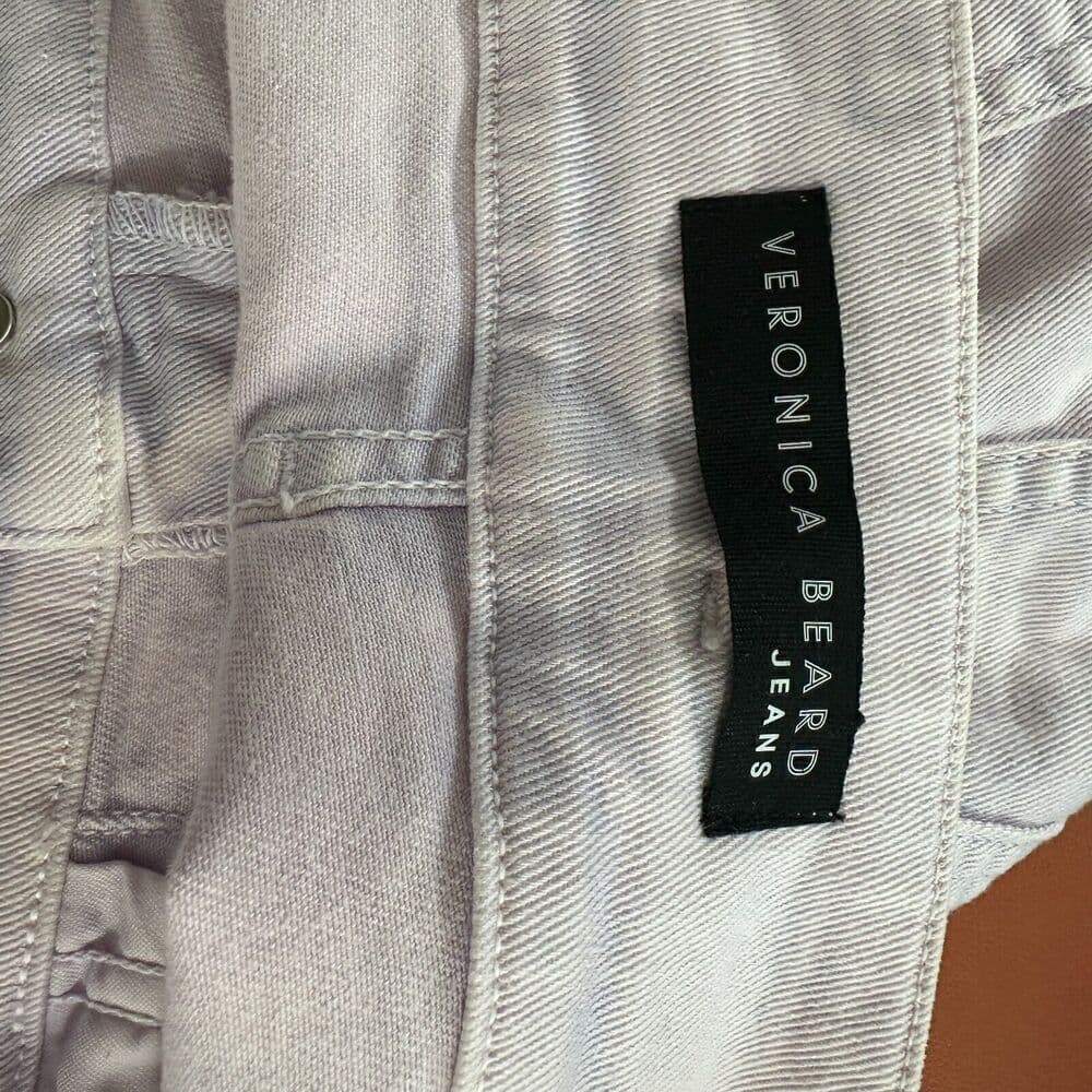 Veronica Beard Jaylen High Waist Pleated Denim Shorts 31/12 Purple Cottagecore - Thumbnail 7