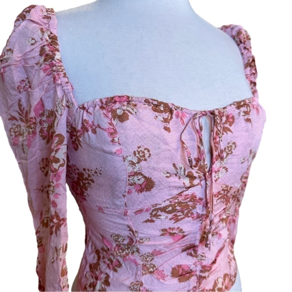 Nwt $98 FREE PEOPLE Hilary Floral Crop Top Pink Combo Size S - Thumbnail 5