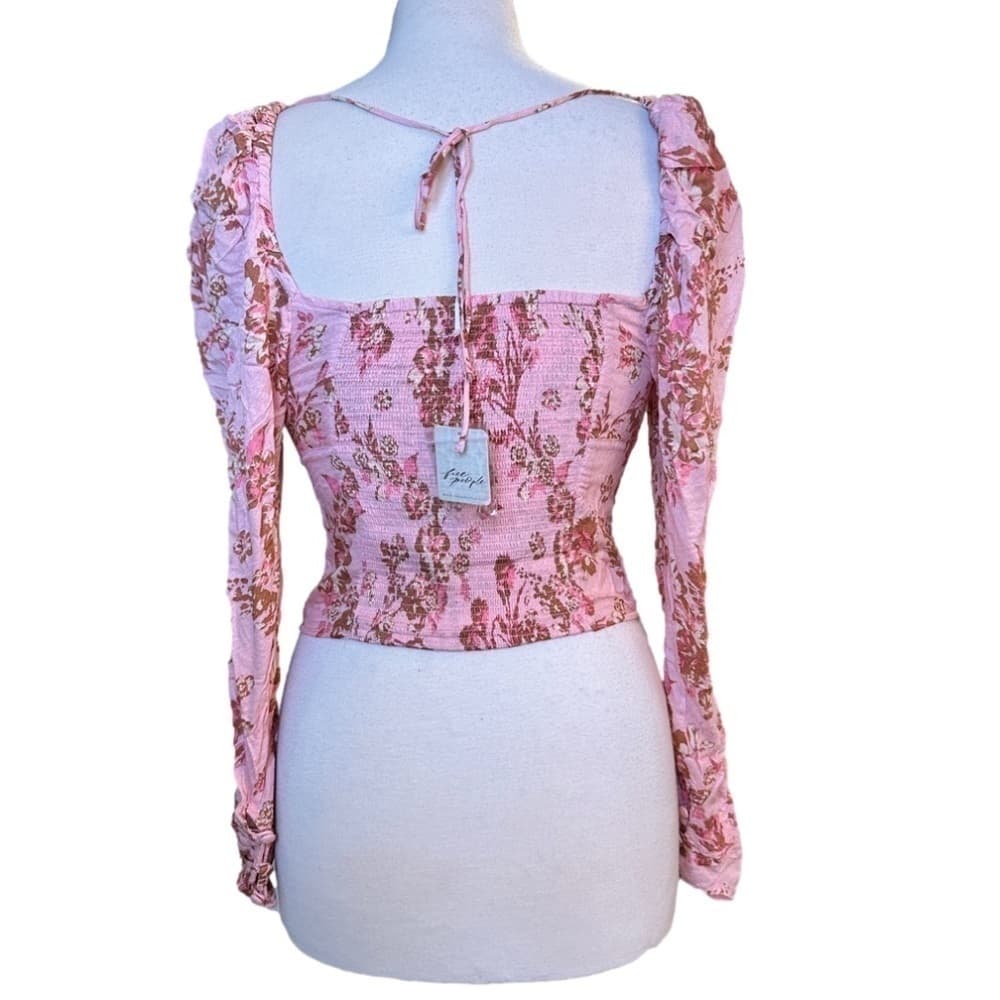 Nwt $98 FREE PEOPLE Hilary Floral Crop Top Pink Combo Size S - Thumbnail 6
