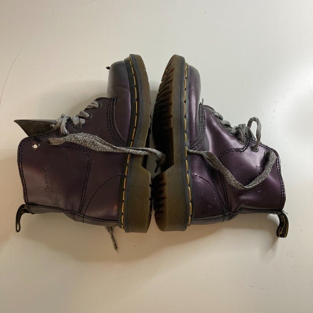 Dr Martin Purple Kids Lace Up Leather Boots Size 13 - Thumbnail 7