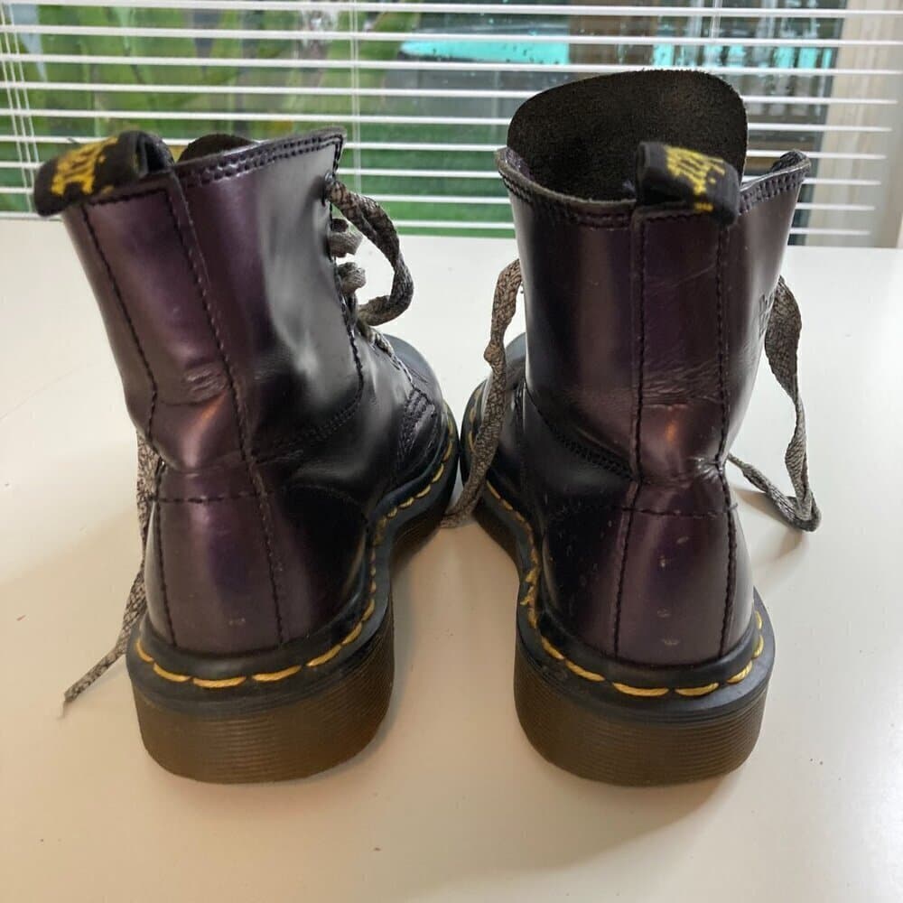 Dr Martin Purple Kids Lace Up Leather Boots Size 13 - Thumbnail 4