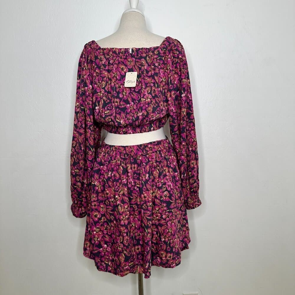 Free People Jael Printed Mini Dress size L NEW - Thumbnail 6