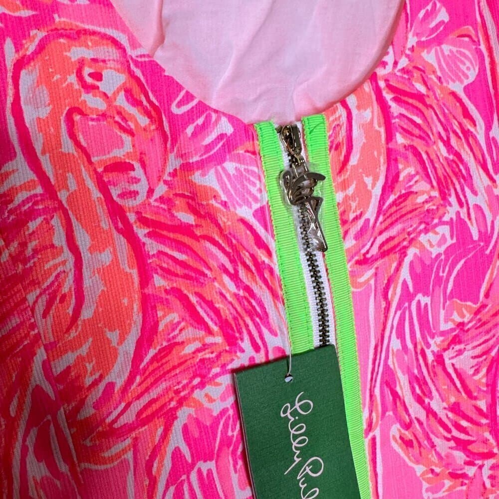 Lilly Pulitzer Tiki Pink Tappin it Back Mila Shift Dress Flamingos size 00 NEW - Thumbnail 5