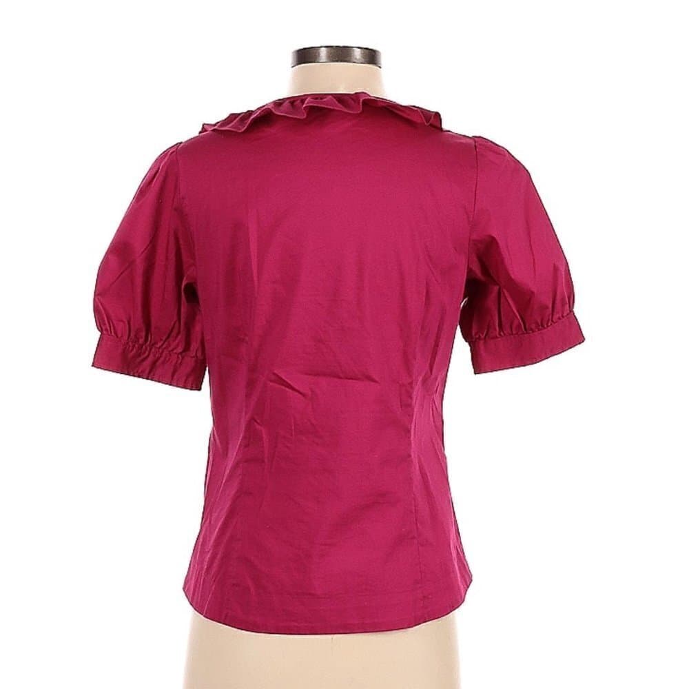 ANN Taylor LOFT Outlet Pink Short Sleeve Blouse Size 4 (Petite) - Thumbnail 2