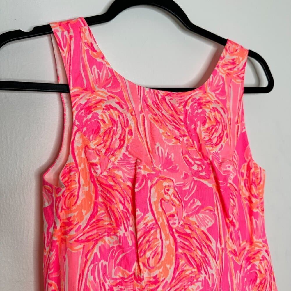 Lilly Pulitzer Tiki Pink Tappin it Back Mila Shift Dress Flamingos size 00 NEW - Thumbnail 4