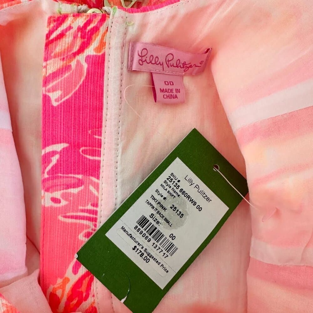 Lilly Pulitzer Tiki Pink Tappin it Back Mila Shift Dress Flamingos size 00 NEW - Thumbnail 7