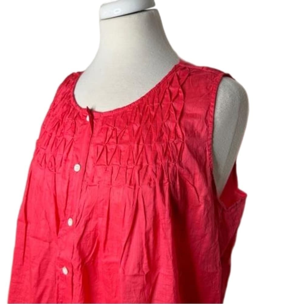 J. Crew Smocked Pink Top sleeveless #43087 summer button front $88 Size 14 - Thumbnail 2