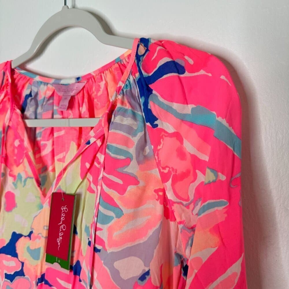 Lilly Pulitzer Colorful Willa Blouse Playa Hermosa Top Size XS NEW - Thumbnail 5
