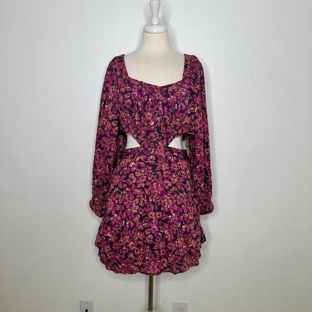 Free People Jael Printed Mini Dress size L NEW - Thumbnail 2