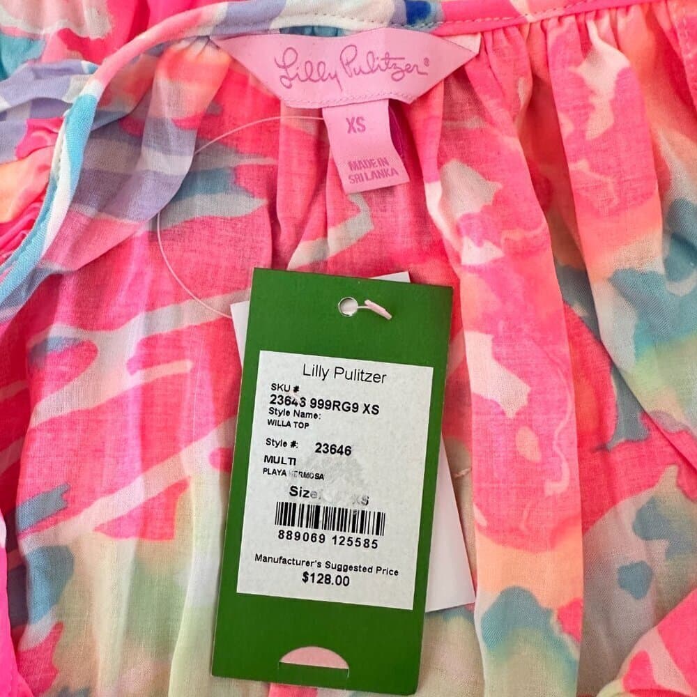 Lilly Pulitzer Colorful Willa Blouse Playa Hermosa Top Size XS NEW - Thumbnail 7