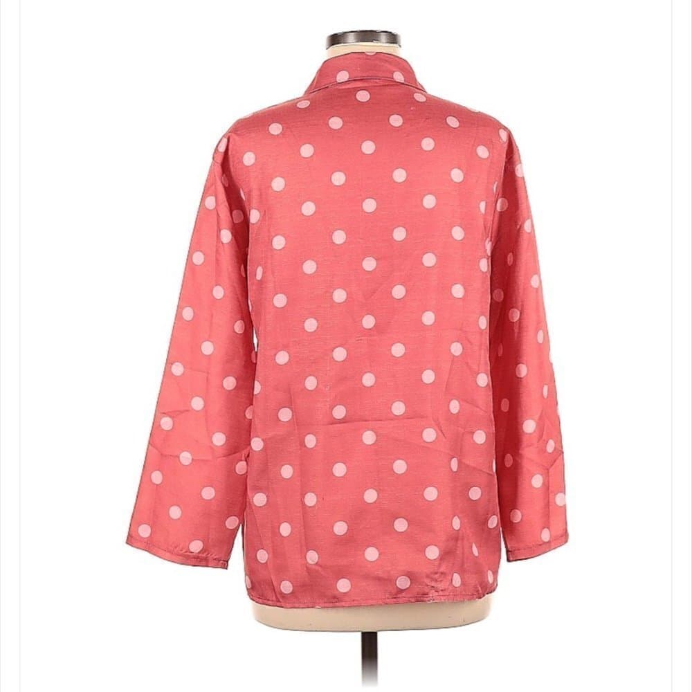 Misslook Long Sleeve Pink & White Polka Dot Button-Down Shirt Size M - Thumbnail 2