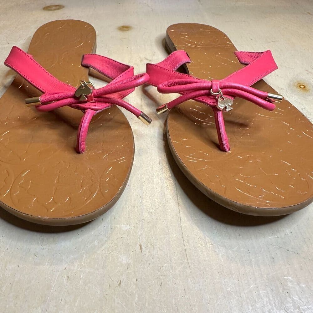 Kate Spade “Charles” Flip-Flop Women’s Size 9.5 Bow Pink Sandals Thongs - Thumbnail 2