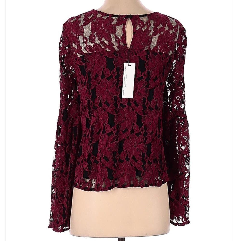 CUPCAKES & Cashmere Pink & Black Long Sleeve Blouse Size S - Thumbnail 2