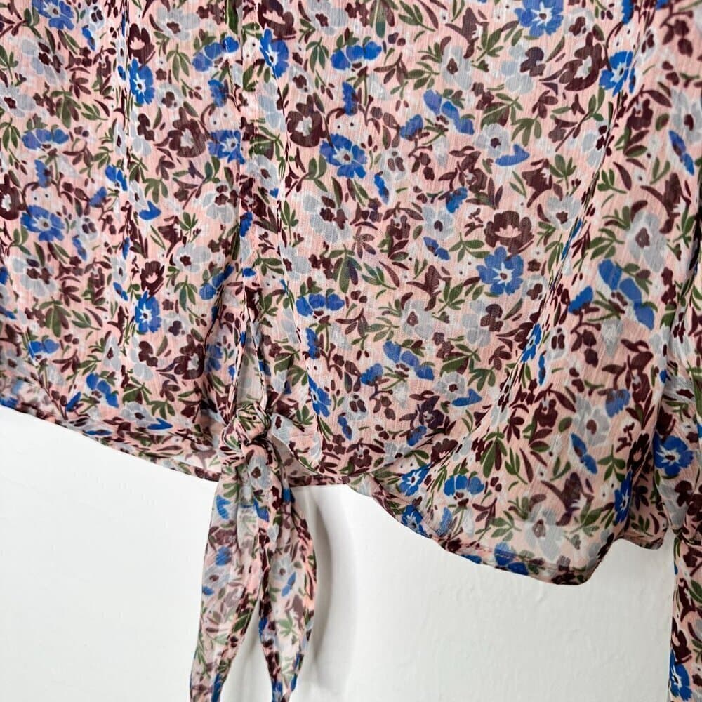 The East Order Womens Pink Floral Print Button Front Blouse Shirt Size S - Thumbnail 6