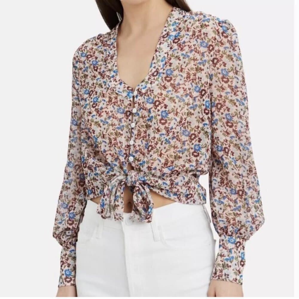 The East Order Womens Pink Floral Print Button Front Blouse Shirt Size S - Thumbnail 3