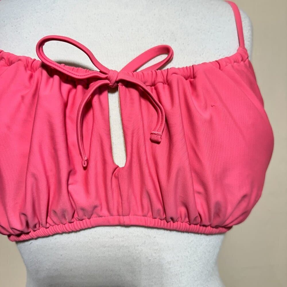 Old Navy Pink Daylily Gathered Keyhole Bikini Top NWOT - Thumbnail 3