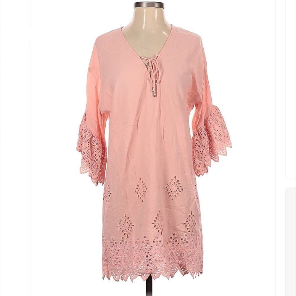 Seafolly Pink Eyelet Size S Dawn To Dusk Broderick Cover Up - Thumbnail 3