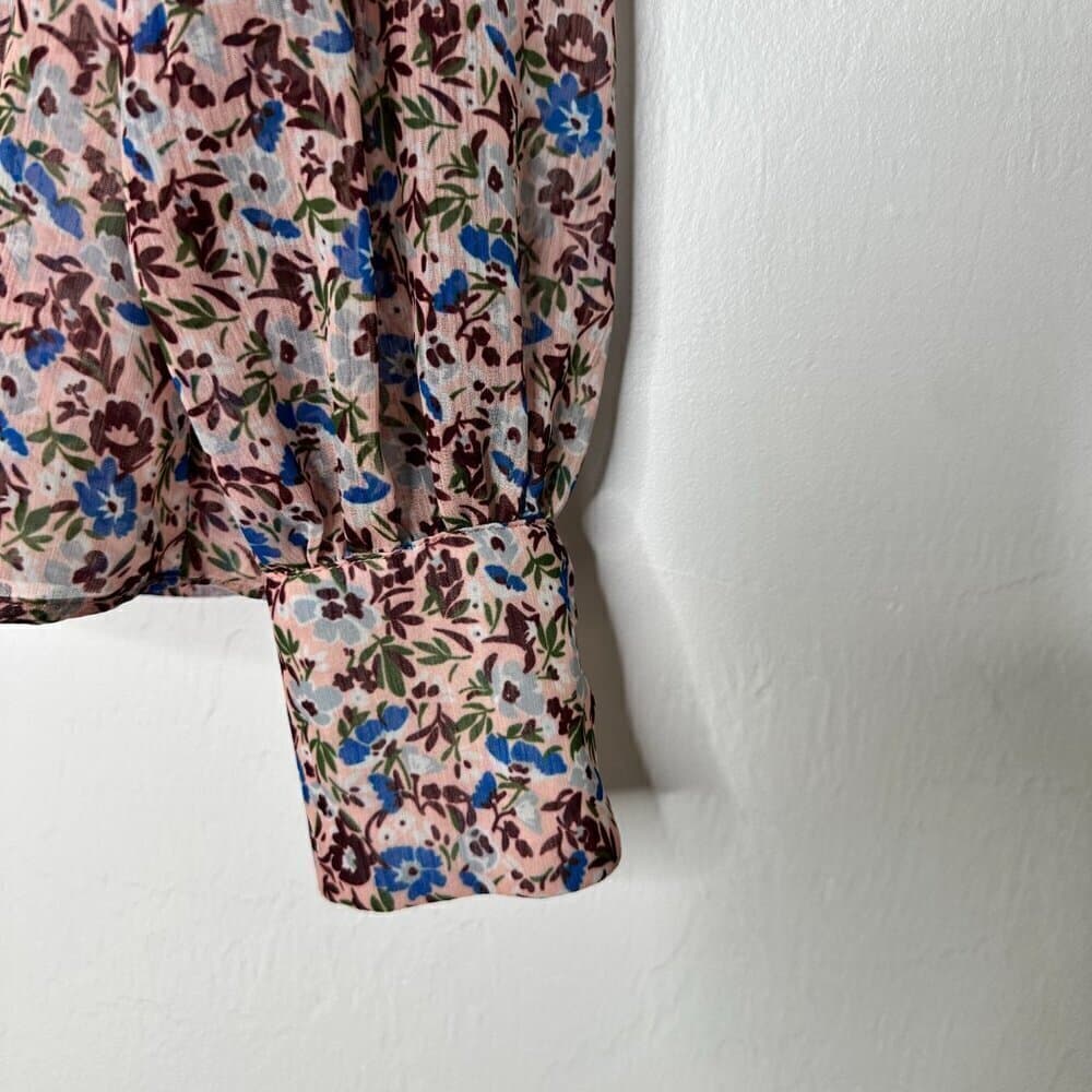 The East Order Womens Pink Floral Print Button Front Blouse Shirt Size S - Thumbnail 7