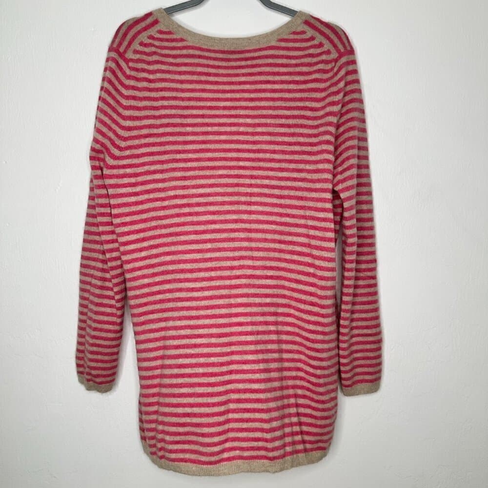 Talbots 100% Cashmere Cardigan Sweater Striped Long Sleeve V-Neck Size Large L - Thumbnail 3