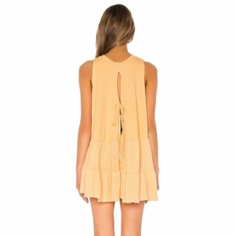 FREE People Orange Right On Time Tiered Tie-Back Sleeveless Tunic Top XS - Thumbnail 2