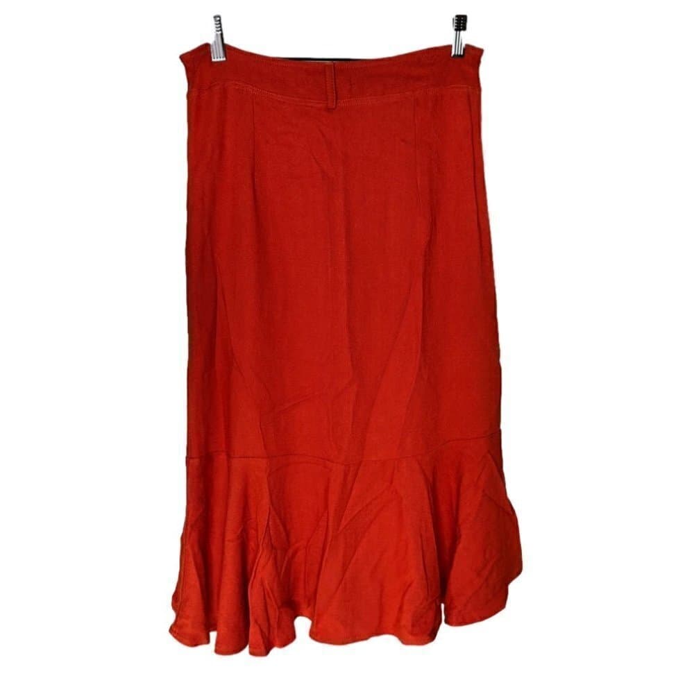 NWT Nega Maluca Viscose Orange Button Up Midi Skirt Size P - Thumbnail 4