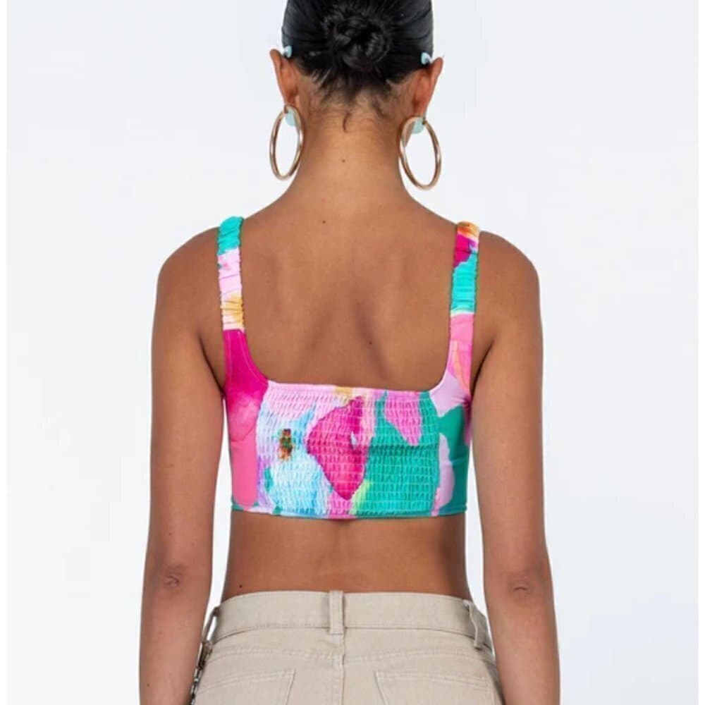 Princess Polly MIKAYLE TOP MULTI Crop Floral Festival Summer Party Top NEW - Thumbnail 2