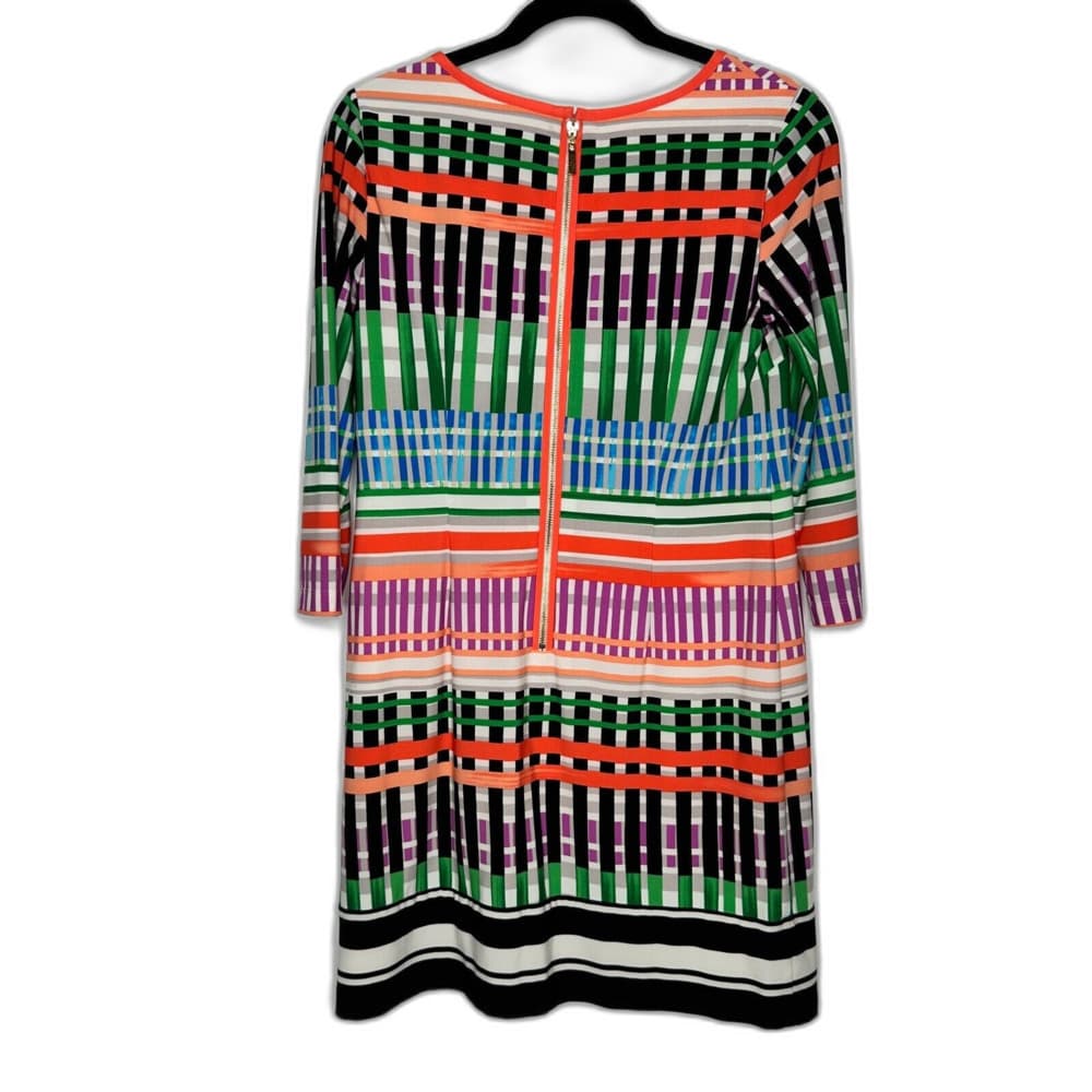 Eliza J Striped Multicolor 3/4 Sleeve Shift Dress Size 6P - Thumbnail 4