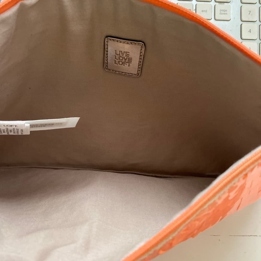 Loft Ann Taylor Orange & Tan Wristlet - Thumbnail 3