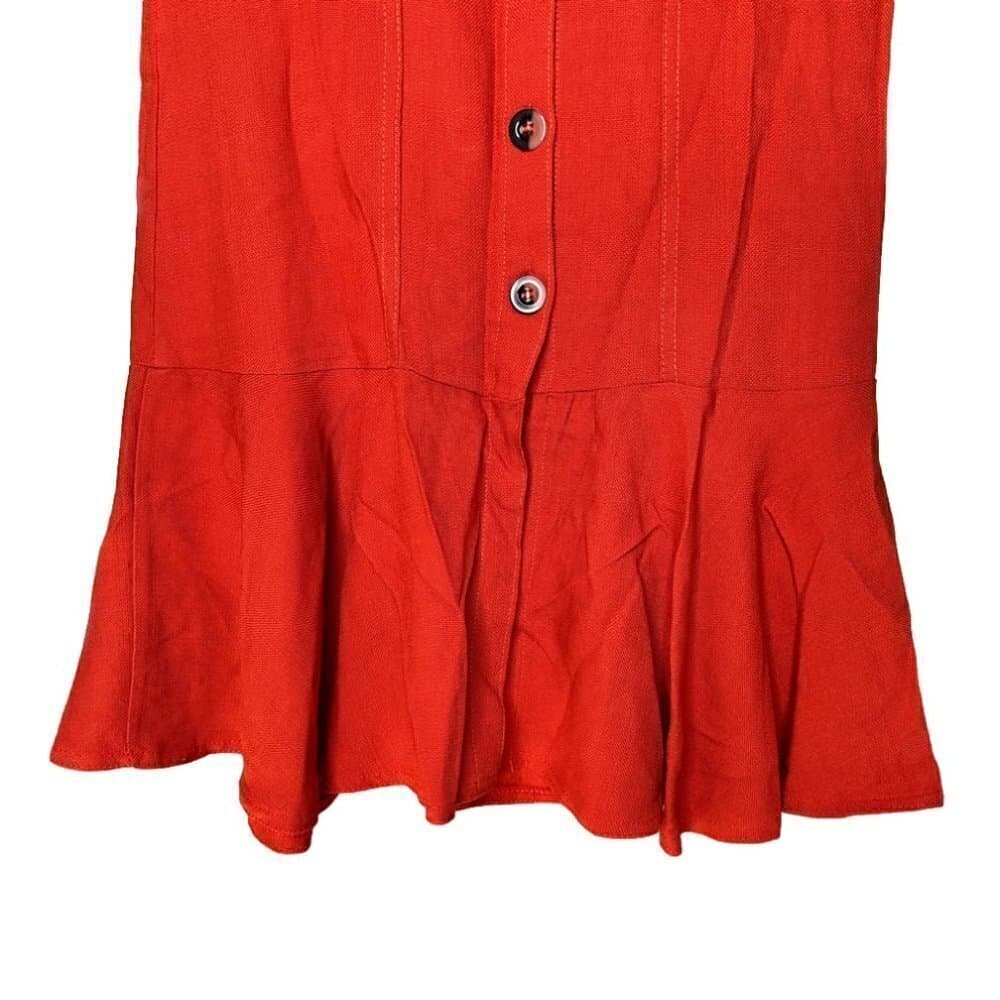NWT Nega Maluca Viscose Orange Button Up Midi Skirt Size P - Thumbnail 3