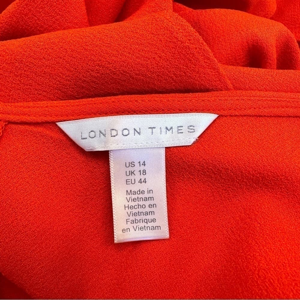 LONDON Times Orange Ruffle Sleeve Dress Size 14 - Thumbnail 5