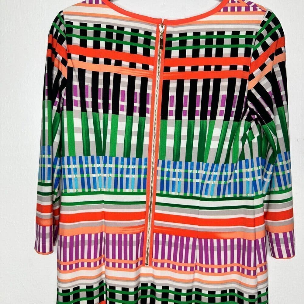 Eliza J Striped Multicolor 3/4 Sleeve Shift Dress Size 6P - Thumbnail 5