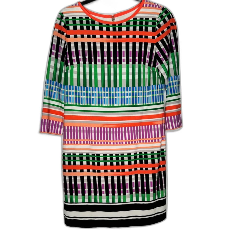 Eliza J Striped Multicolor 3/4 Sleeve Shift Dress Size 6P - Thumbnail 2