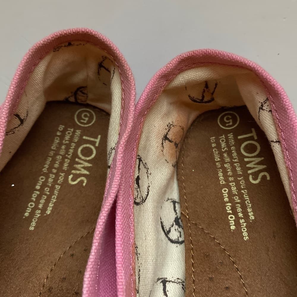 𝅺TOMS Pink Peace Canvas Flats Size 5 - Thumbnail 7