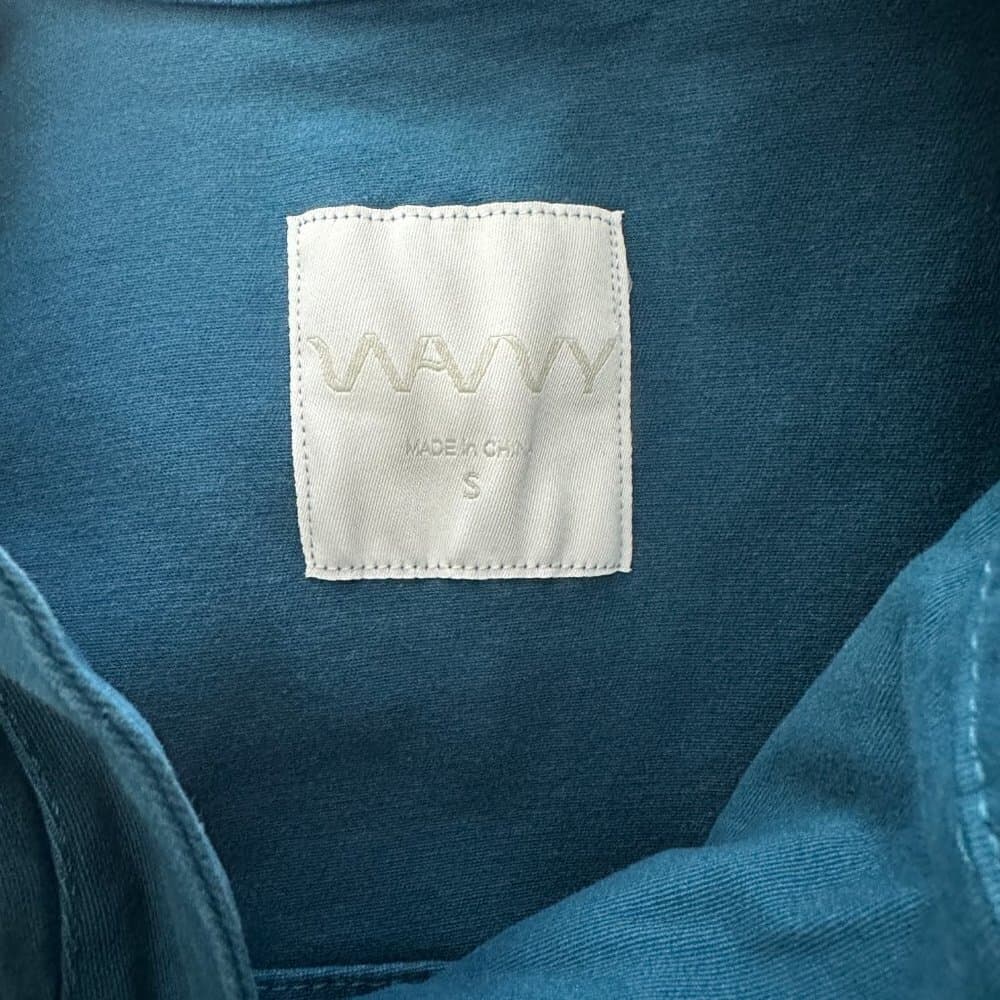 Wavvy Jacket Women Size M Teal Cotton Long Sleeve Pocket Collared Button Down - Thumbnail 4