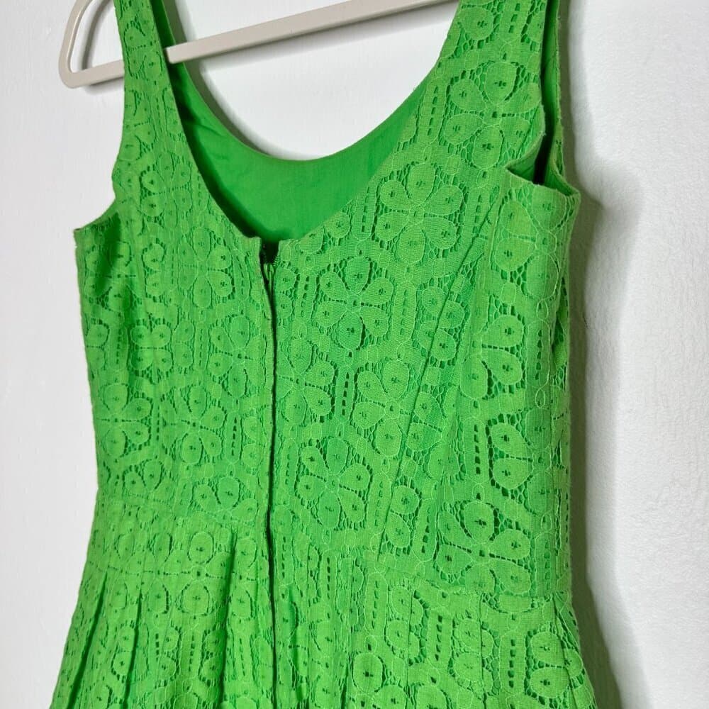 Lilly Pulitzer Women's Sleeveless Lace Overlay Green Dress Size 00 - Thumbnail 4