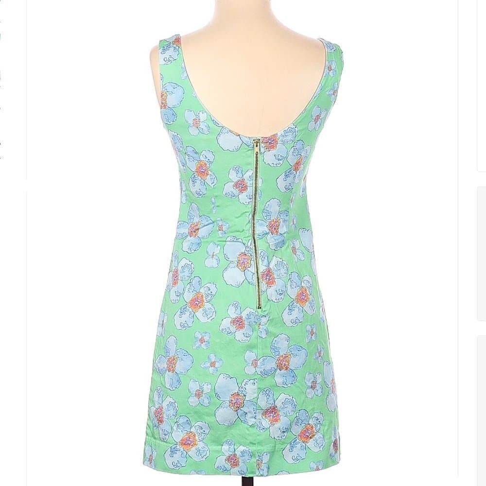 Kaeli Smith Green Floral Sleeveless Dress Size 2 Preppy Coastal Cottagecore - Thumbnail 2
