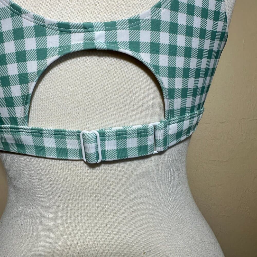 Old Navy Green & White Tie Front Keyhole Opening Size L NWOT - Thumbnail 7