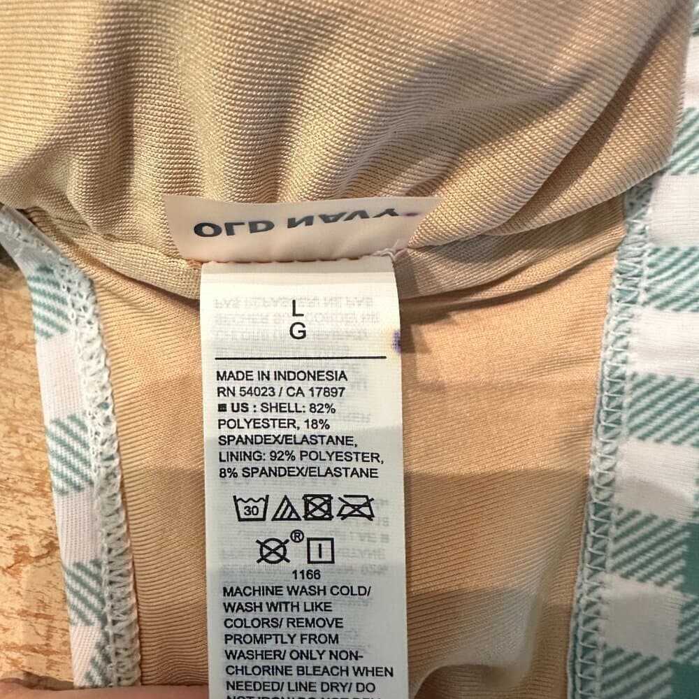 Old Navy Green & White Tie Front Keyhole Opening Size L NWOT - Thumbnail 8