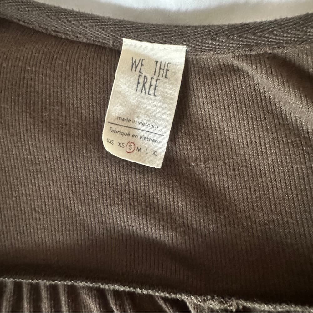 WE The Free Green Long Sleeve Gathered TopSize S - Thumbnail 4